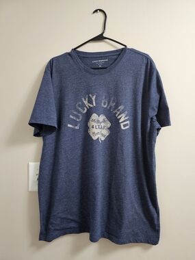 Lucky Brand Los Angeles "Original 4 Leaf Clover" Graphic Tee - Blue Heather - XL
